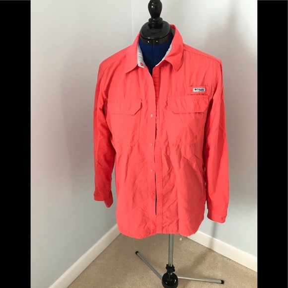 Columbia Tops - Columbia Long Sleeved PFG Coral Blouse Ladies L